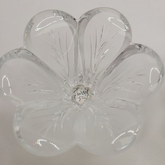 Genuine Lead Crystal d'Arques France Daisy Candlestick Holder Tapers  Set of 2 - Picture 10 of 14